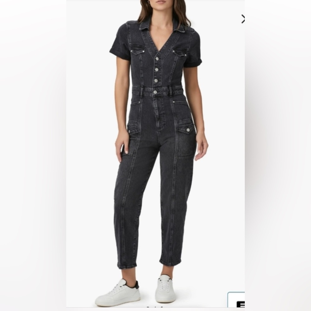 PAIGE Black Short-Sleeve Jumpsuit